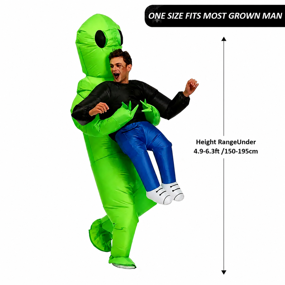 Alien Pick Me Up Inflatable Halloween Costume,Adults 4.9-6.3 ft,Teens-3.6-4.5ft